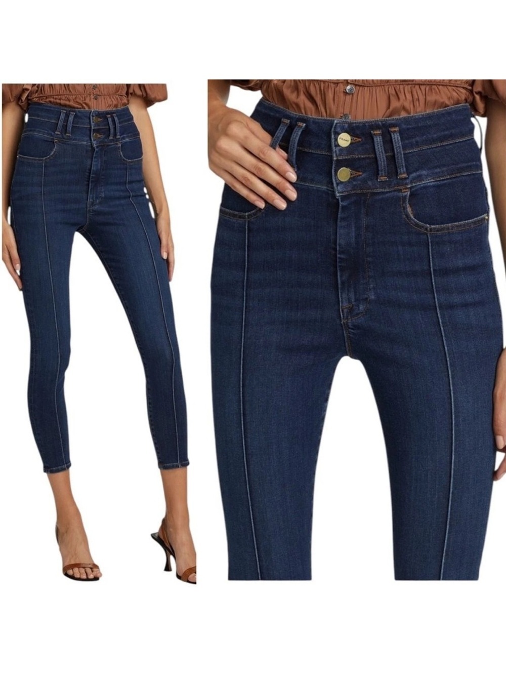 Frame Denim High-Rise Dark Indigo Skinny Jeans